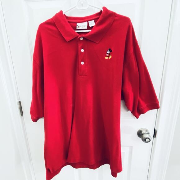 Walt Disney World Parks Polo Shirt Mens 2XL Mickey Mouse Embroidered Red XXL - Picture 1 of 5
